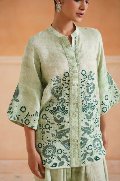 Hiral Pure Linen Embroidered Matching Set - Neetika Chopra