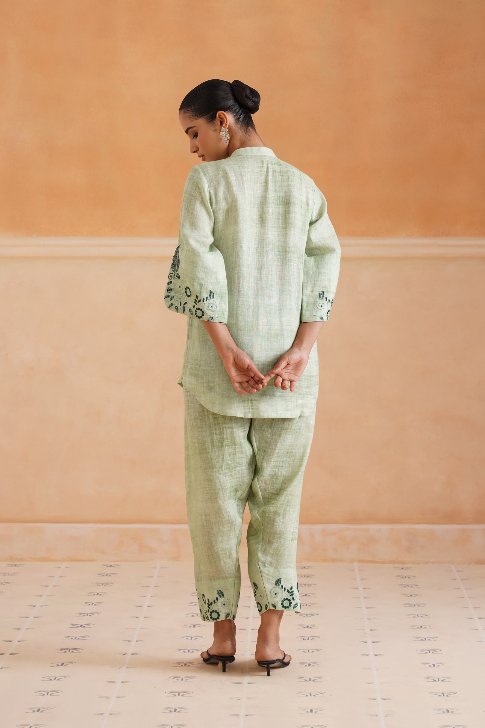 Hiral Pure Linen Embroidered Matching Set - Neetika Chopra