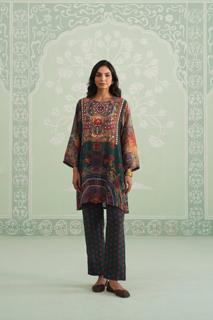 Kinni Printed Hand Embroidered Crepe Matching Set - Neetika Chopra