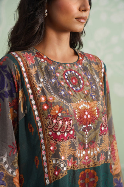Kinni Printed Hand Embroidered Crepe Matching Set - Neetika Chopra