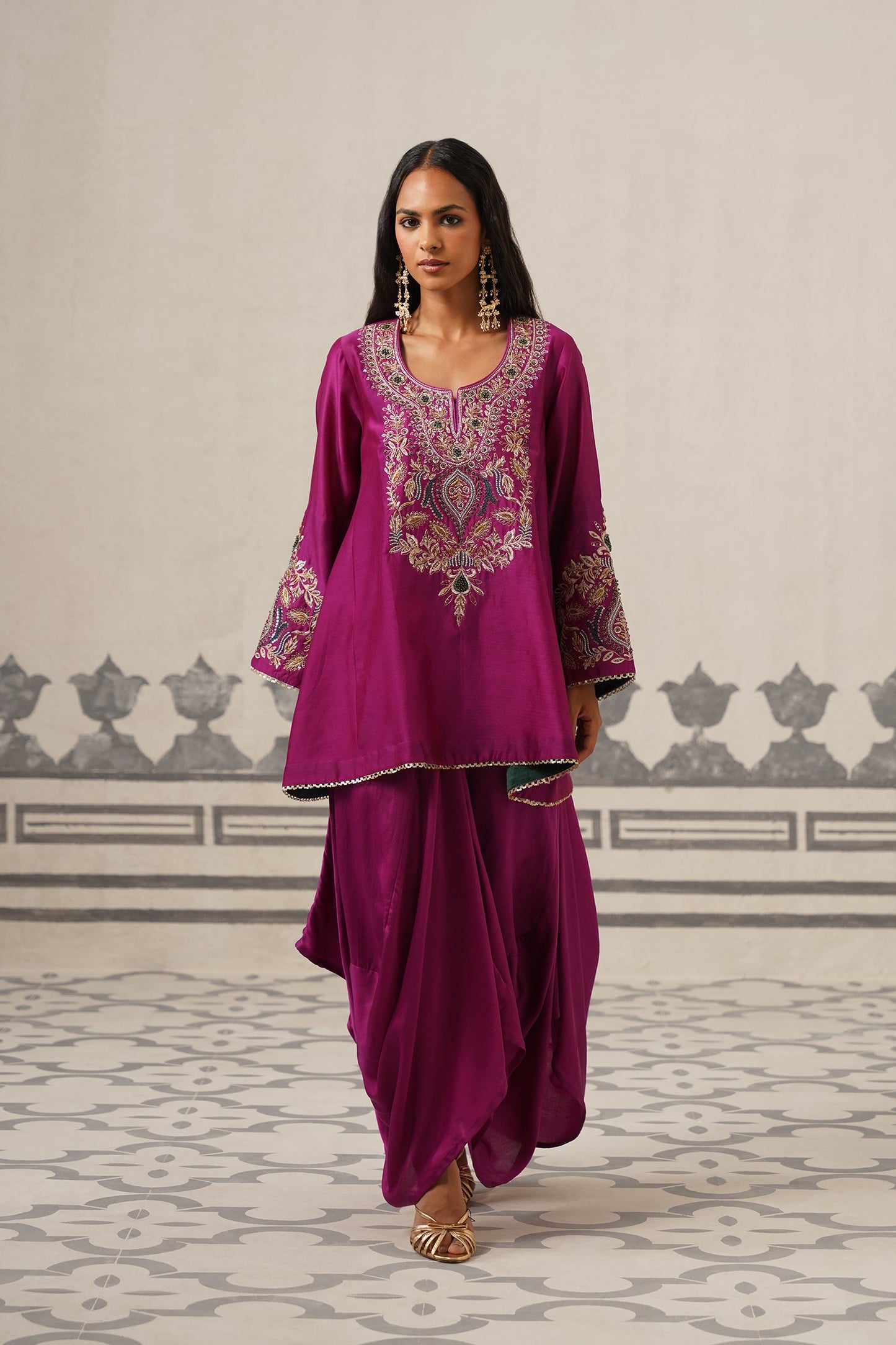 Soraya Chanderi Satin Embroidered Matching Set