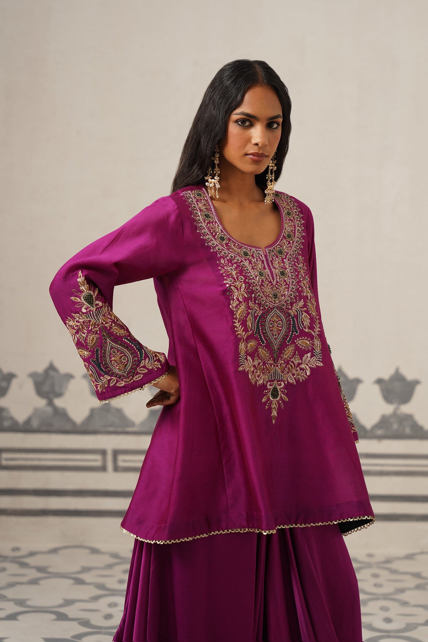Soraya Chanderi Satin Embroidered Matching Set