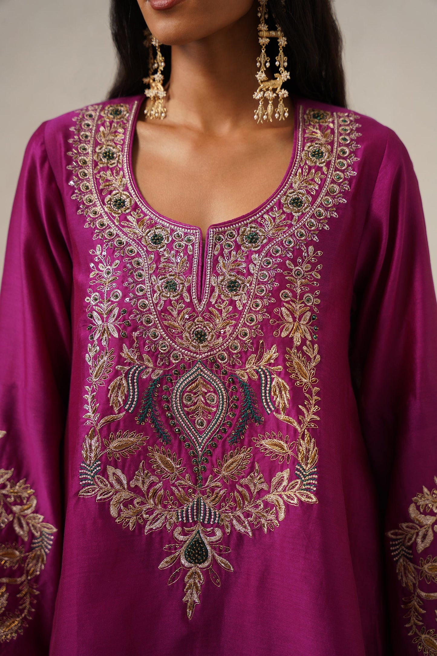 Soraya Chanderi Satin Embroidered Matching Set