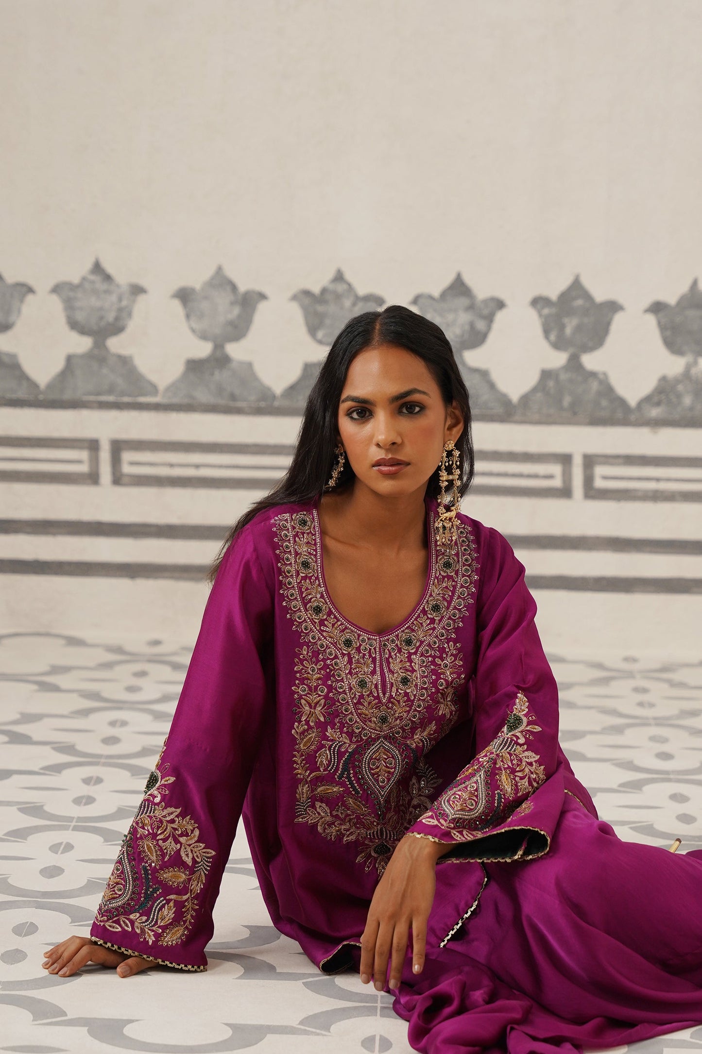 Soraya Chanderi Satin Embroidered Matching Set