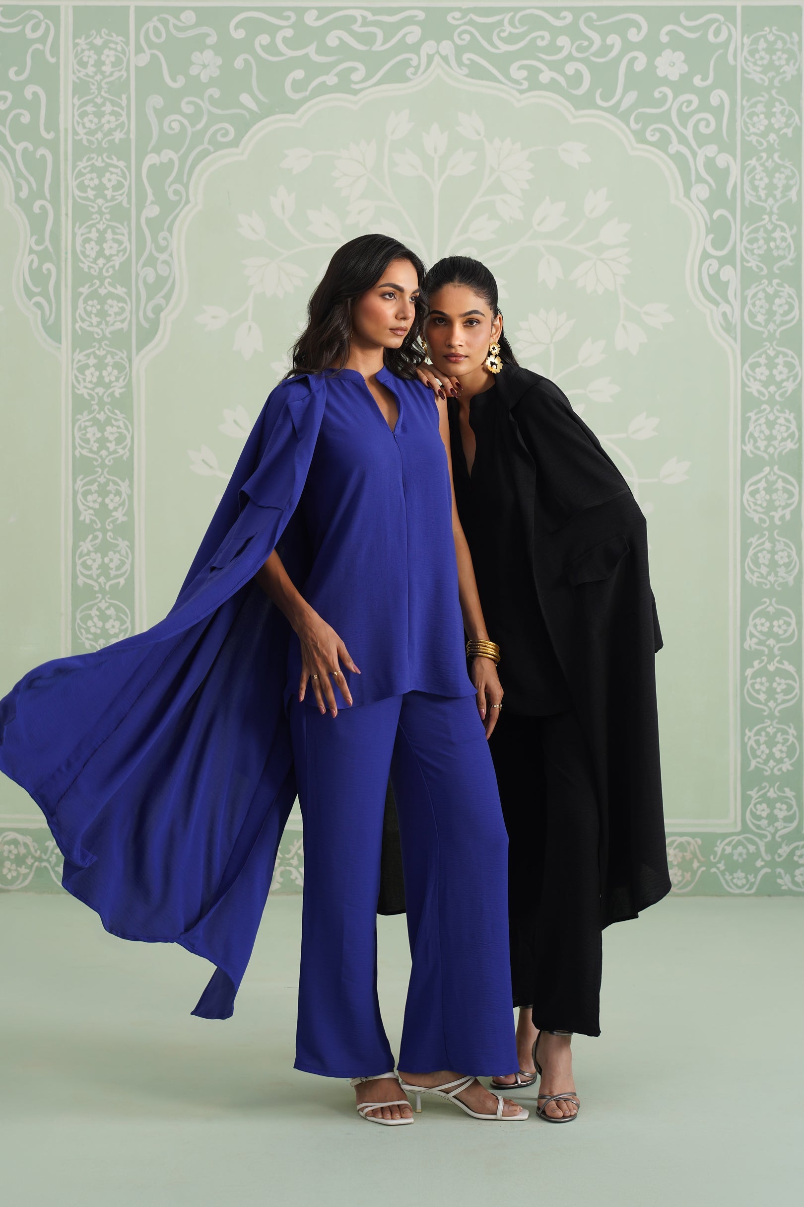 Blue Hype Hammer Crepe Matching Set - Neetika Chopra