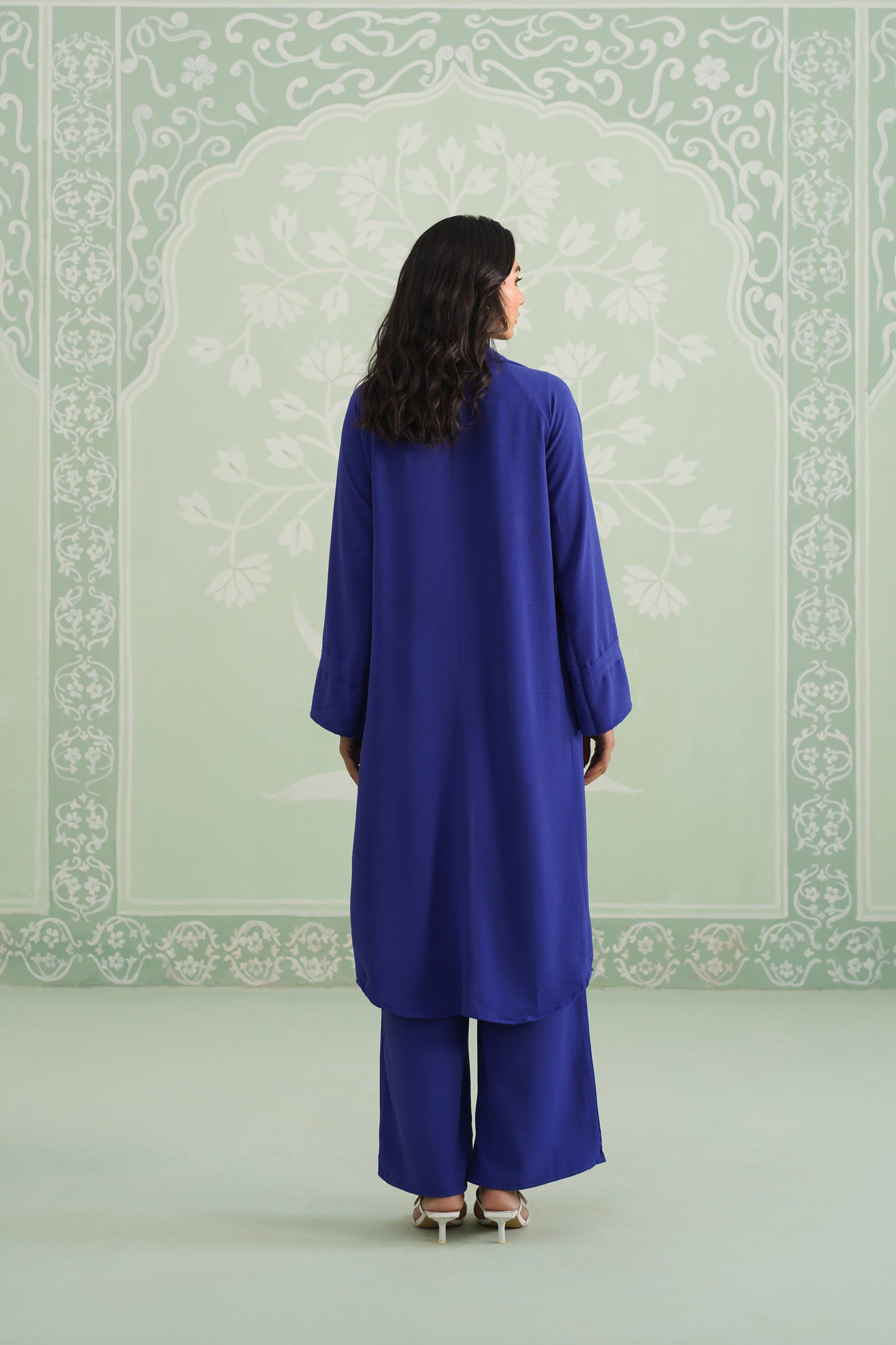 Blue Hype Hammer Crepe Matching Set - Neetika Chopra
