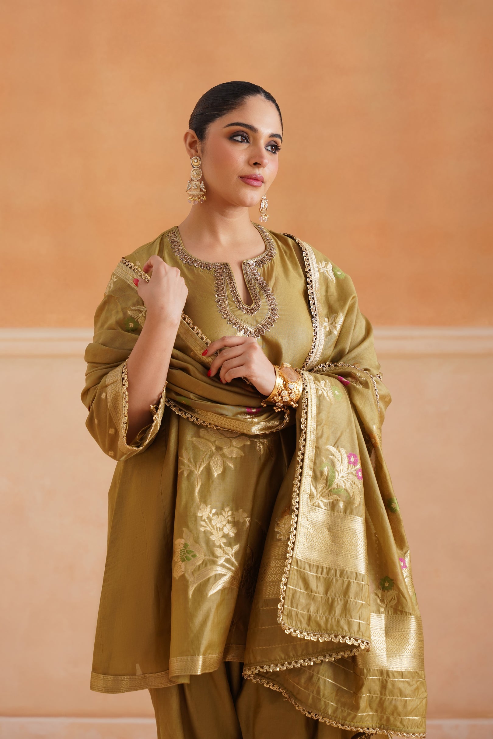 Koyel Chanderi Hand Embroidered Suit Set - Neetika Chopra