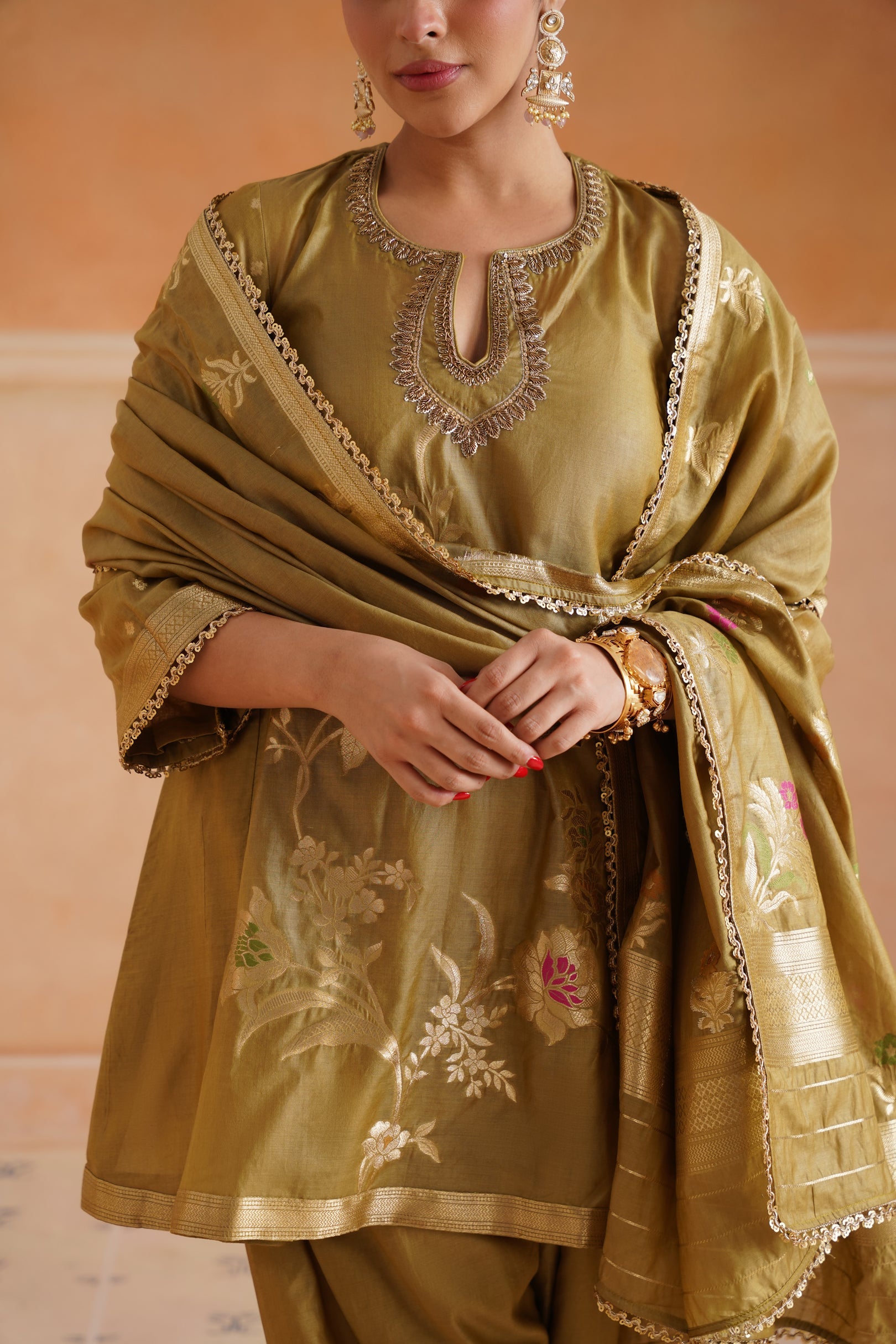 Koyel Chanderi Hand Embroidered Suit Set - Neetika Chopra
