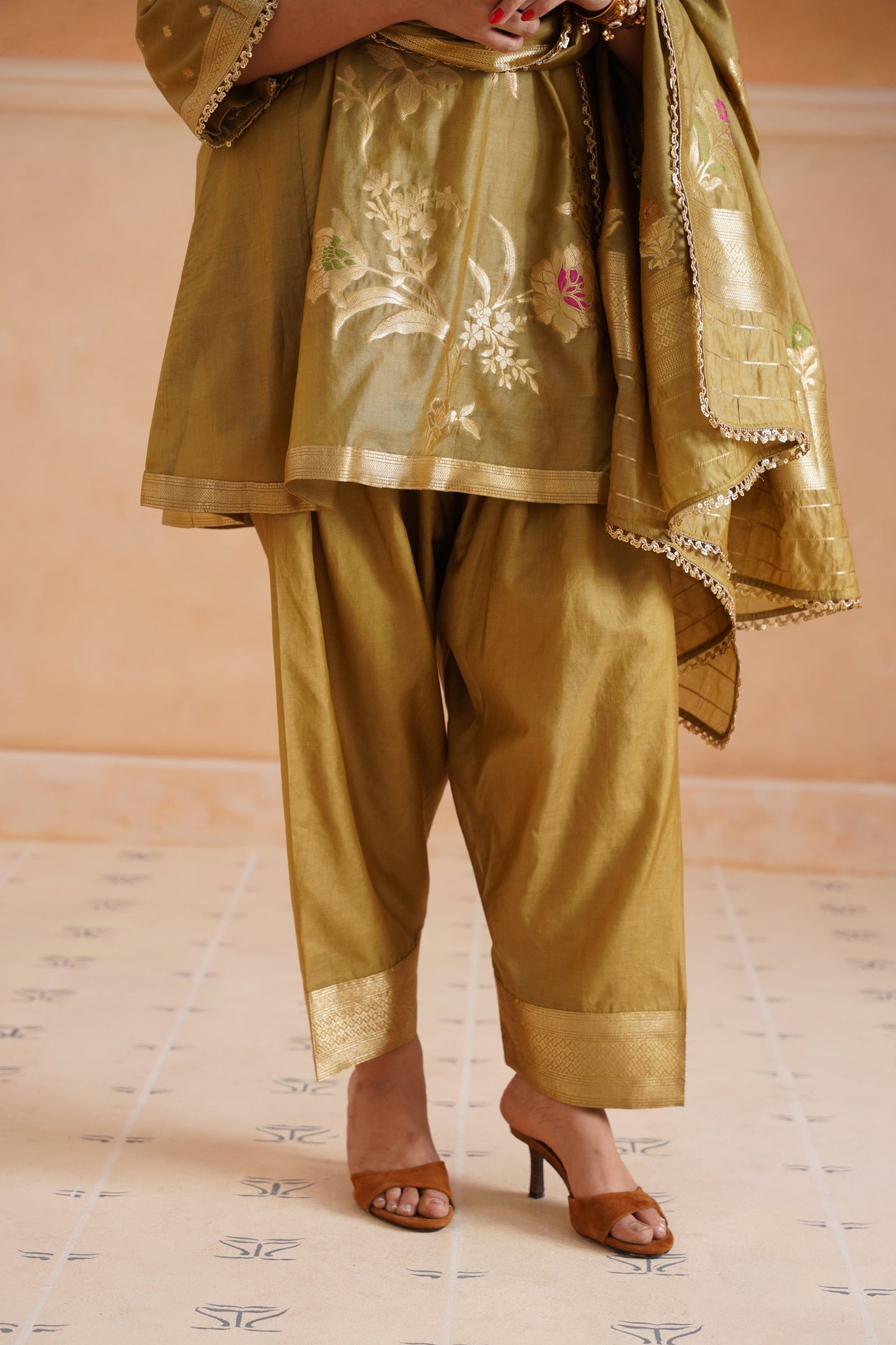 Koyel Chanderi Hand Embroidered Suit Set - Neetika Chopra