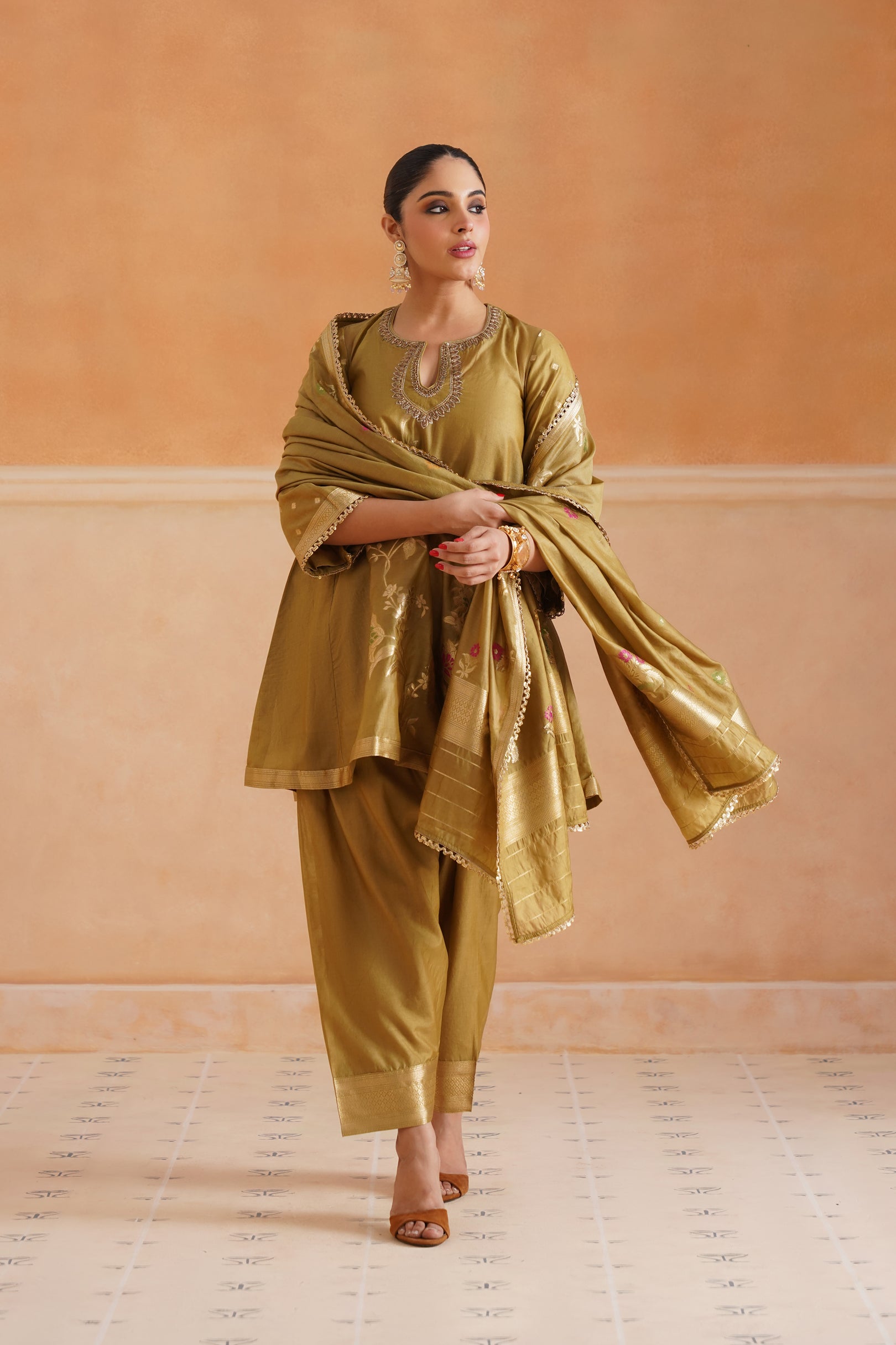 Koyel Chanderi Hand Embroidered Suit Set - Neetika Chopra