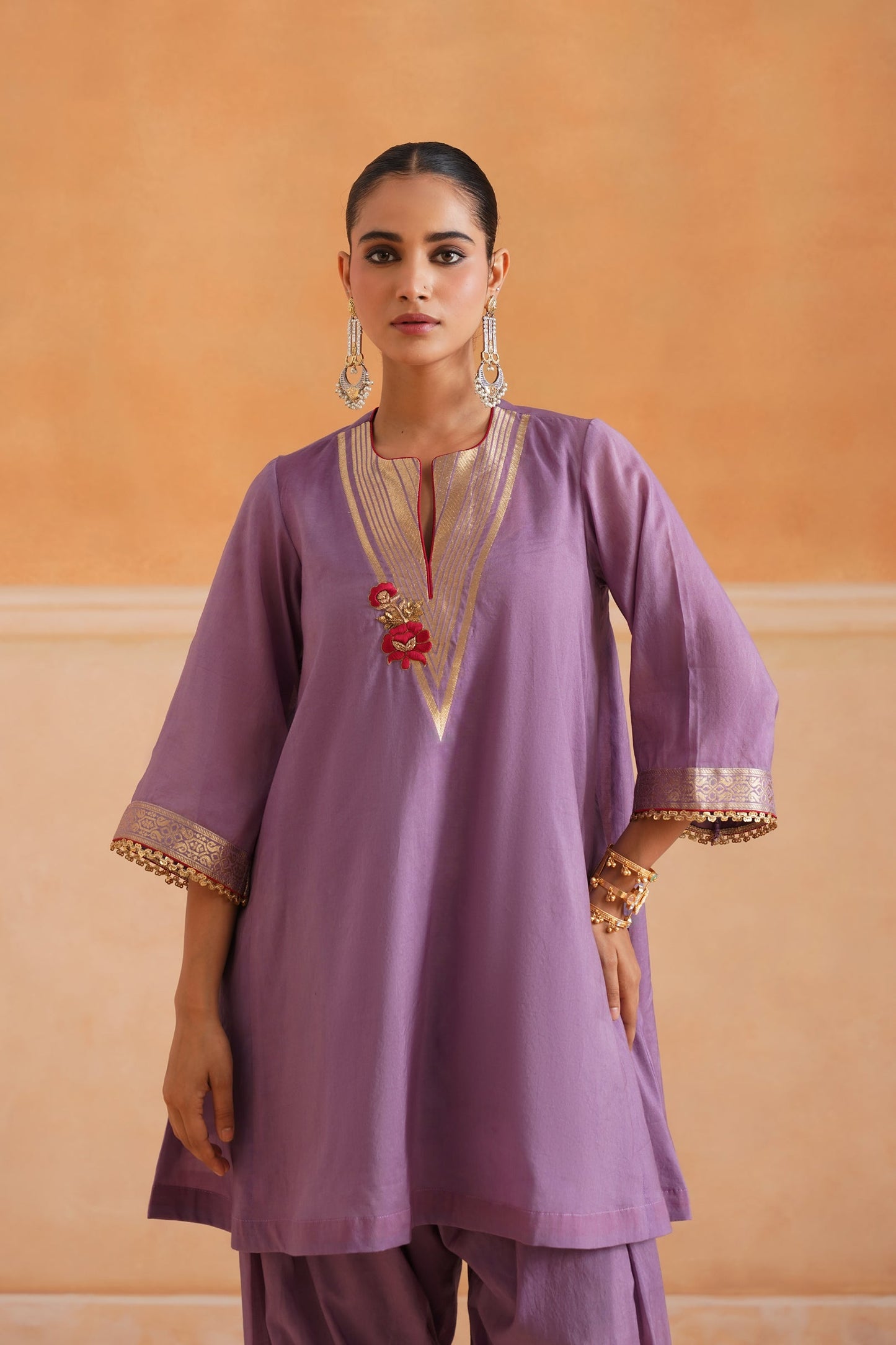 Thivya Chanderi Embroidered Suit Set - Neetika Chopra