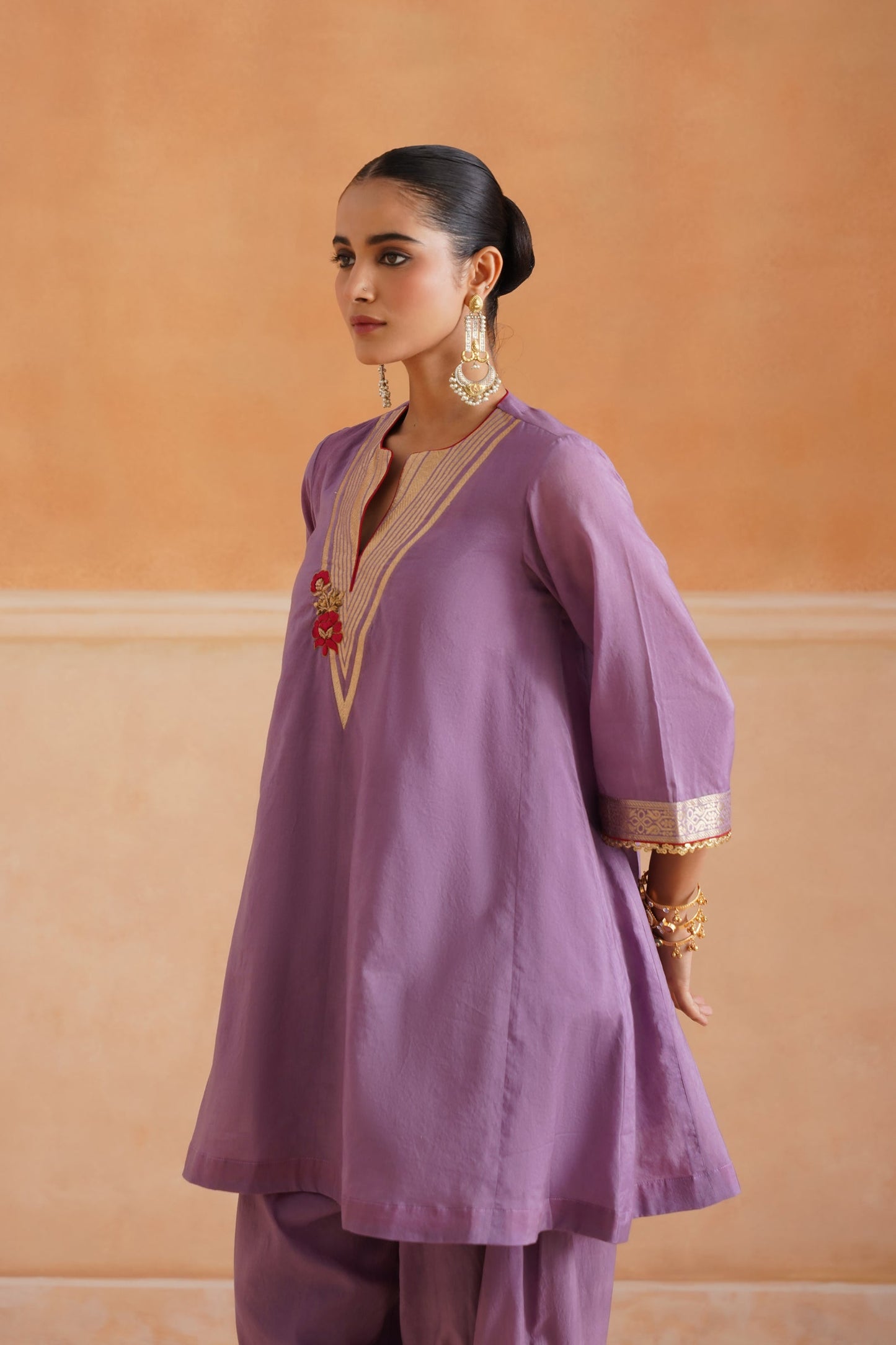 Thivya Chanderi Embroidered Suit Set - Neetika Chopra