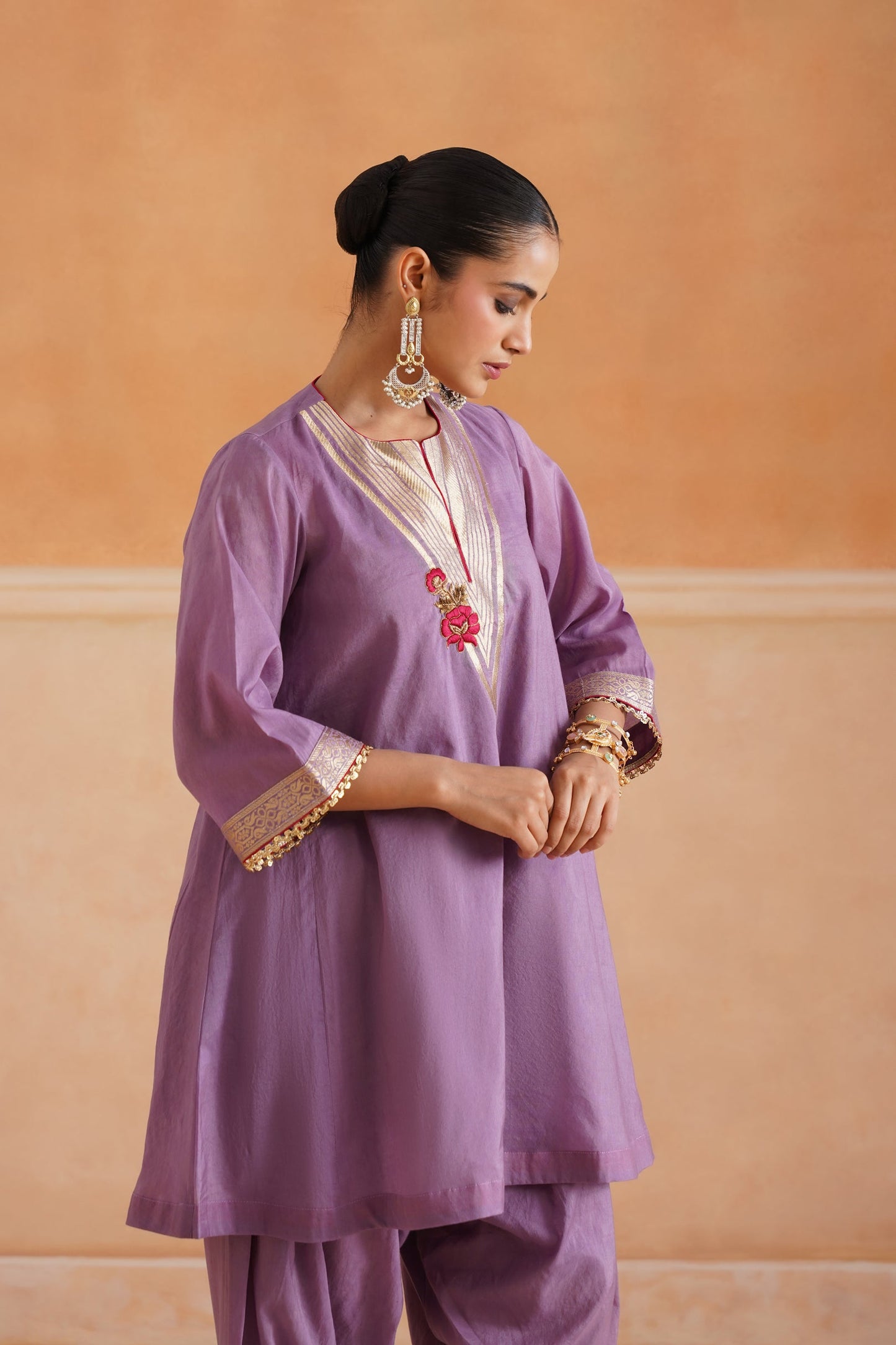 Thivya Chanderi Embroidered Suit Set - Neetika Chopra