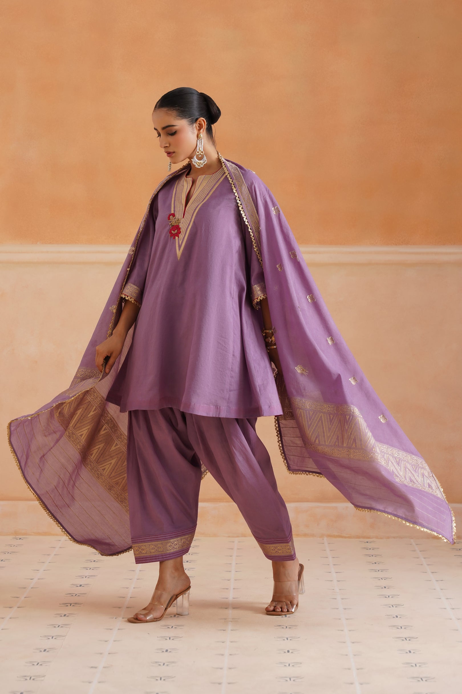 Thivya Chanderi Embroidered Suit Set - Neetika Chopra