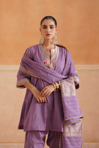 Thivya Chanderi Embroidered Suit Set - Neetika Chopra