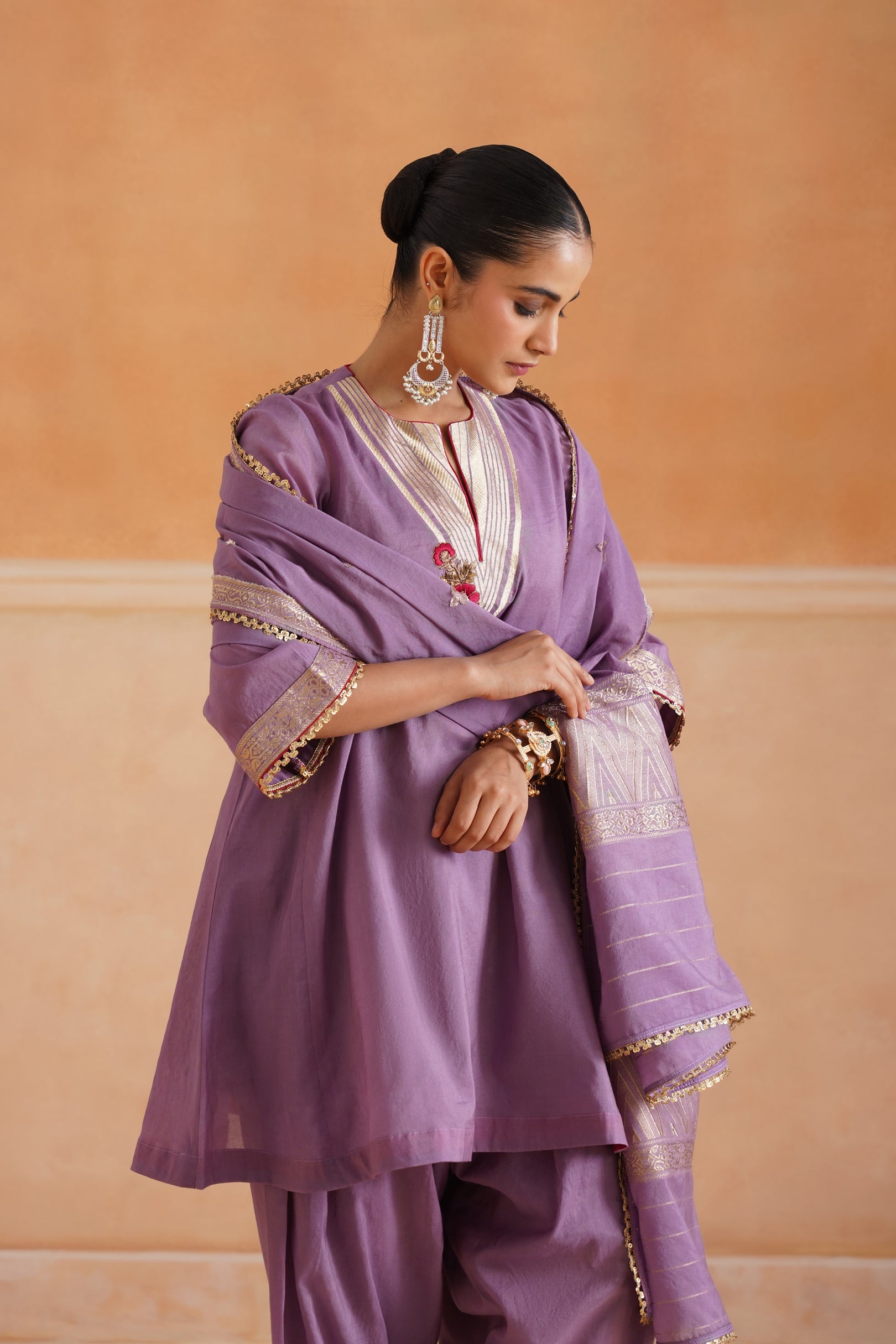 Thivya Chanderi Embroidered Suit Set - Neetika Chopra