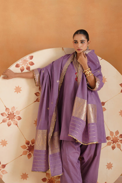 Thivya Chanderi Embroidered Suit Set - Neetika Chopra