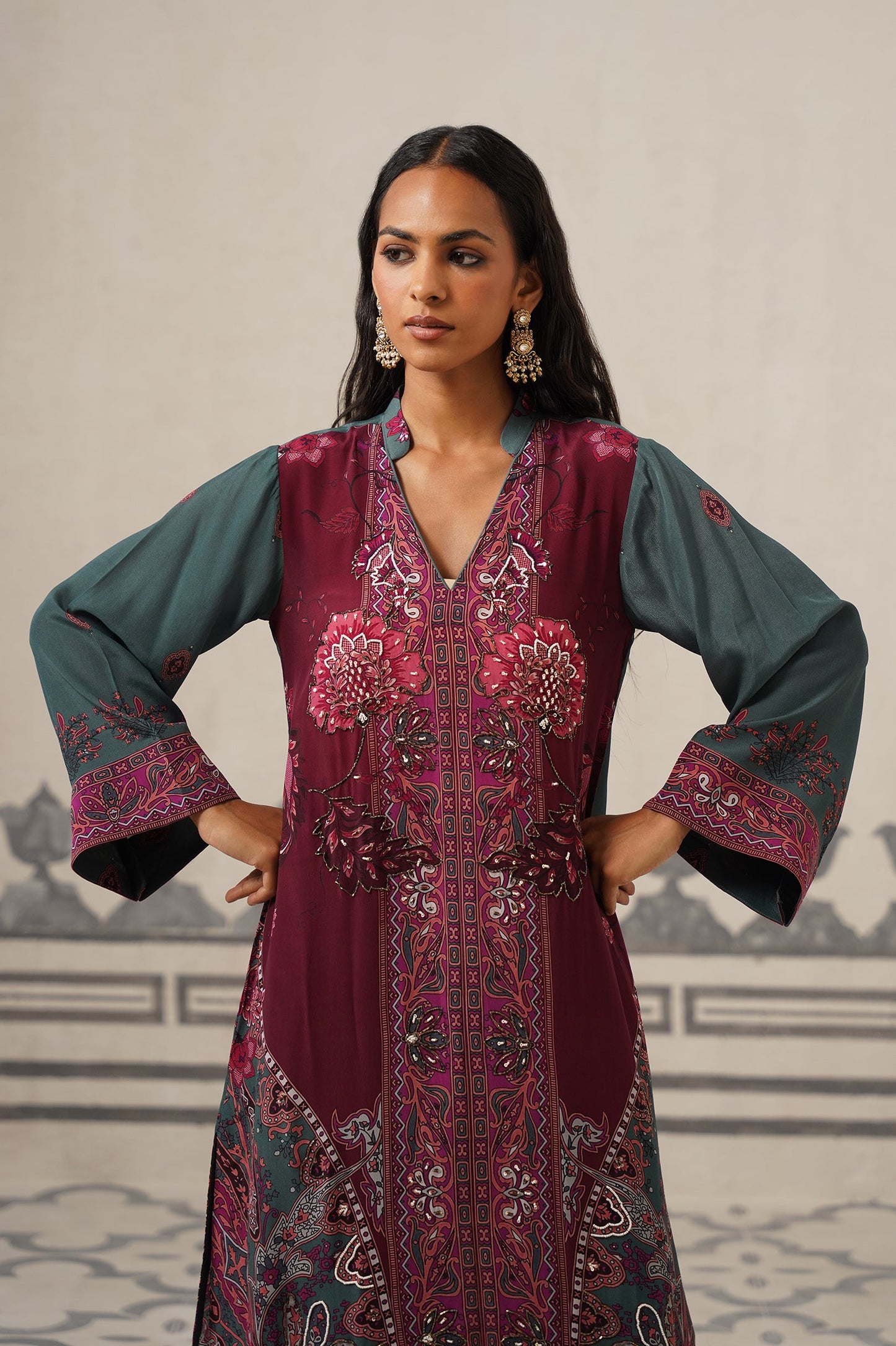 Kuhu Crepe Printed Embroidered Suit Set