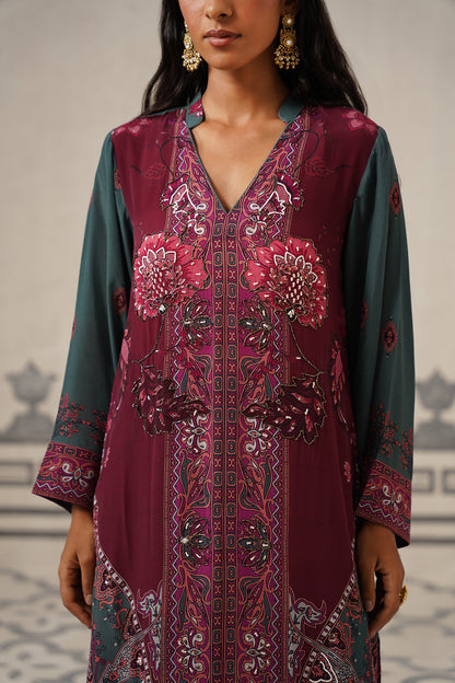 Kuhu Crepe Printed Embroidered Suit Set
