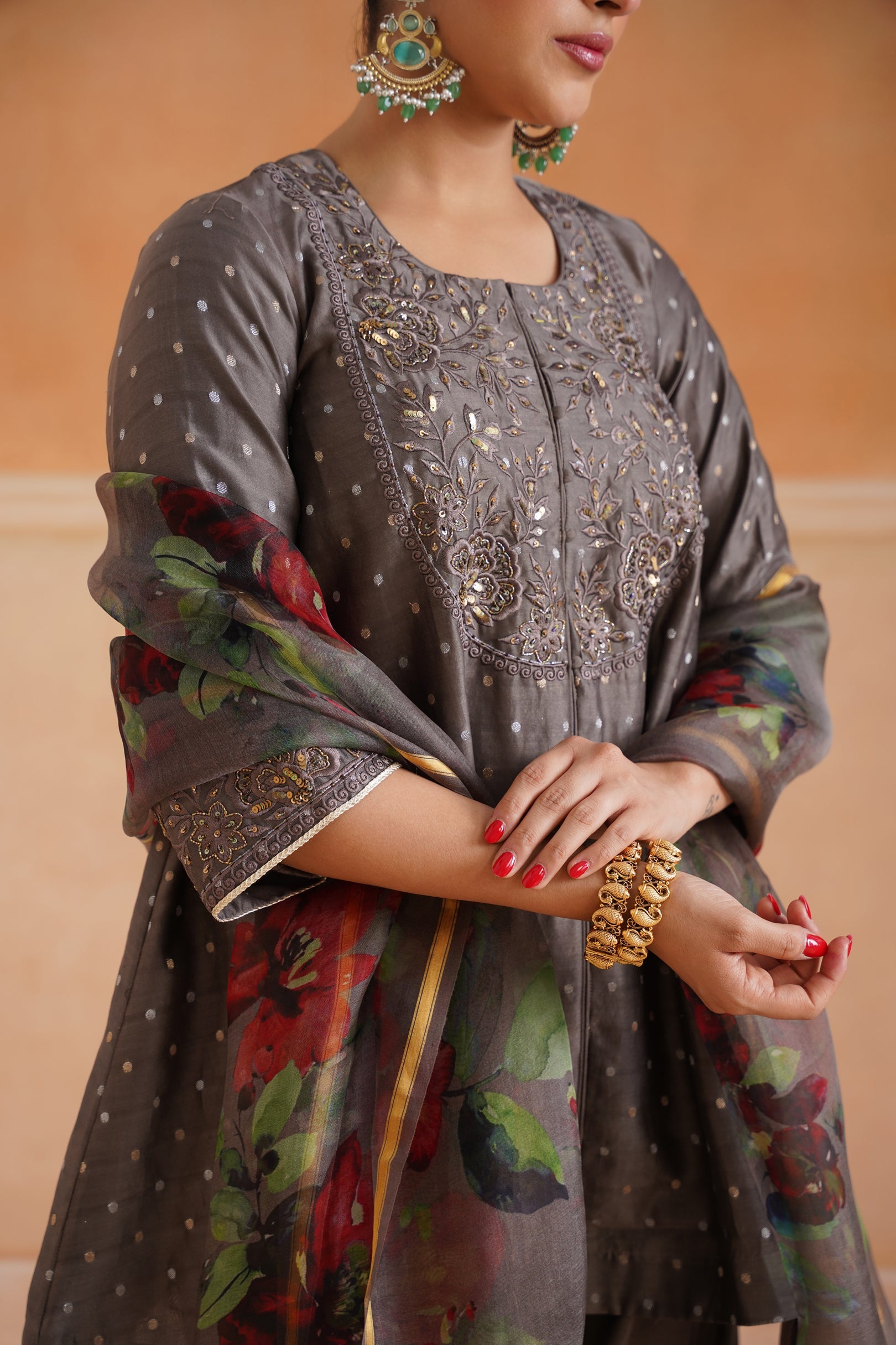 Thanishka Chanderi Embroidered Matching Set - Neetika Chopra