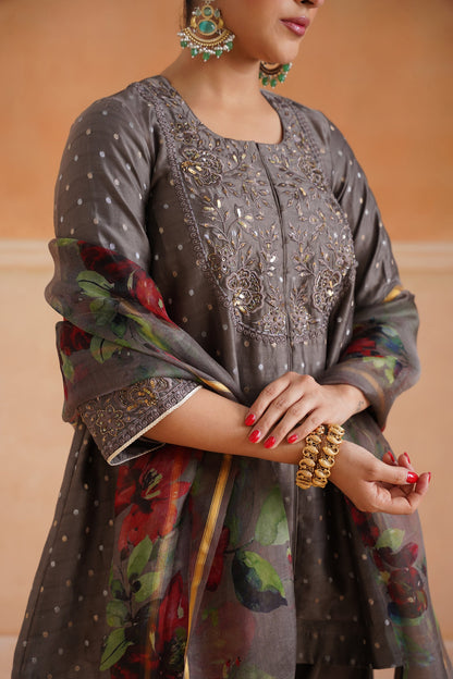 Thanishka Chanderi Embroidered Matching Set - Neetika Chopra
