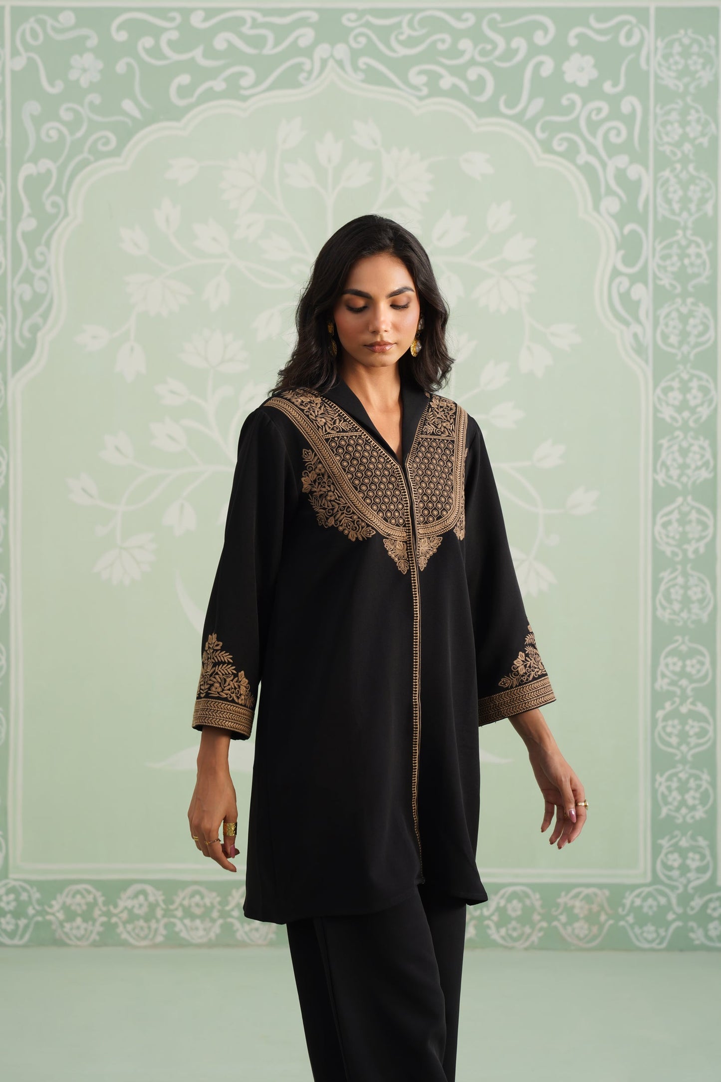 Black Chloe Embroidered Matching Set - Neetika Chopra