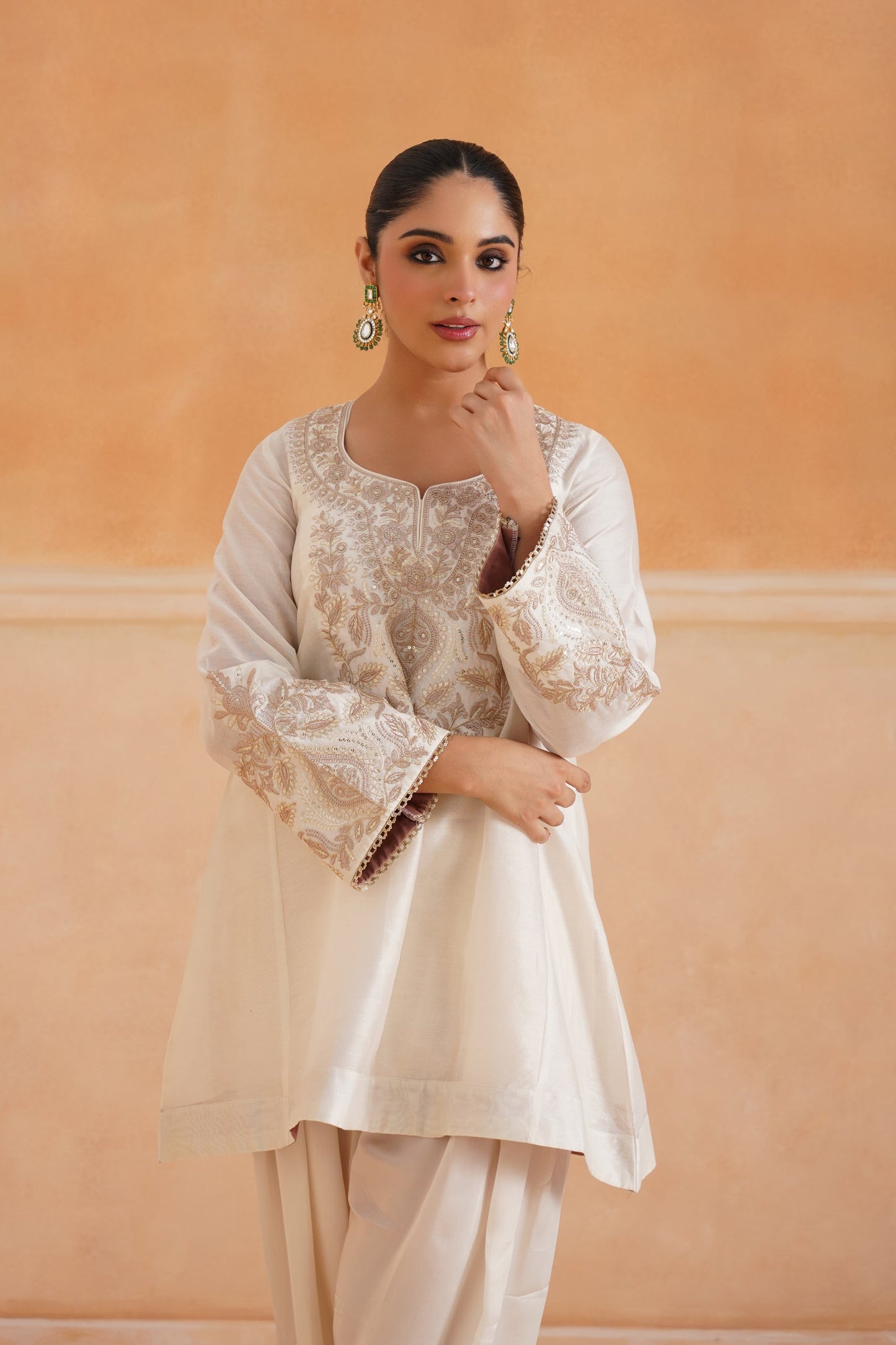 Bidisha Chanderi Satin Embroidered Matching Set - Neetika Chopra