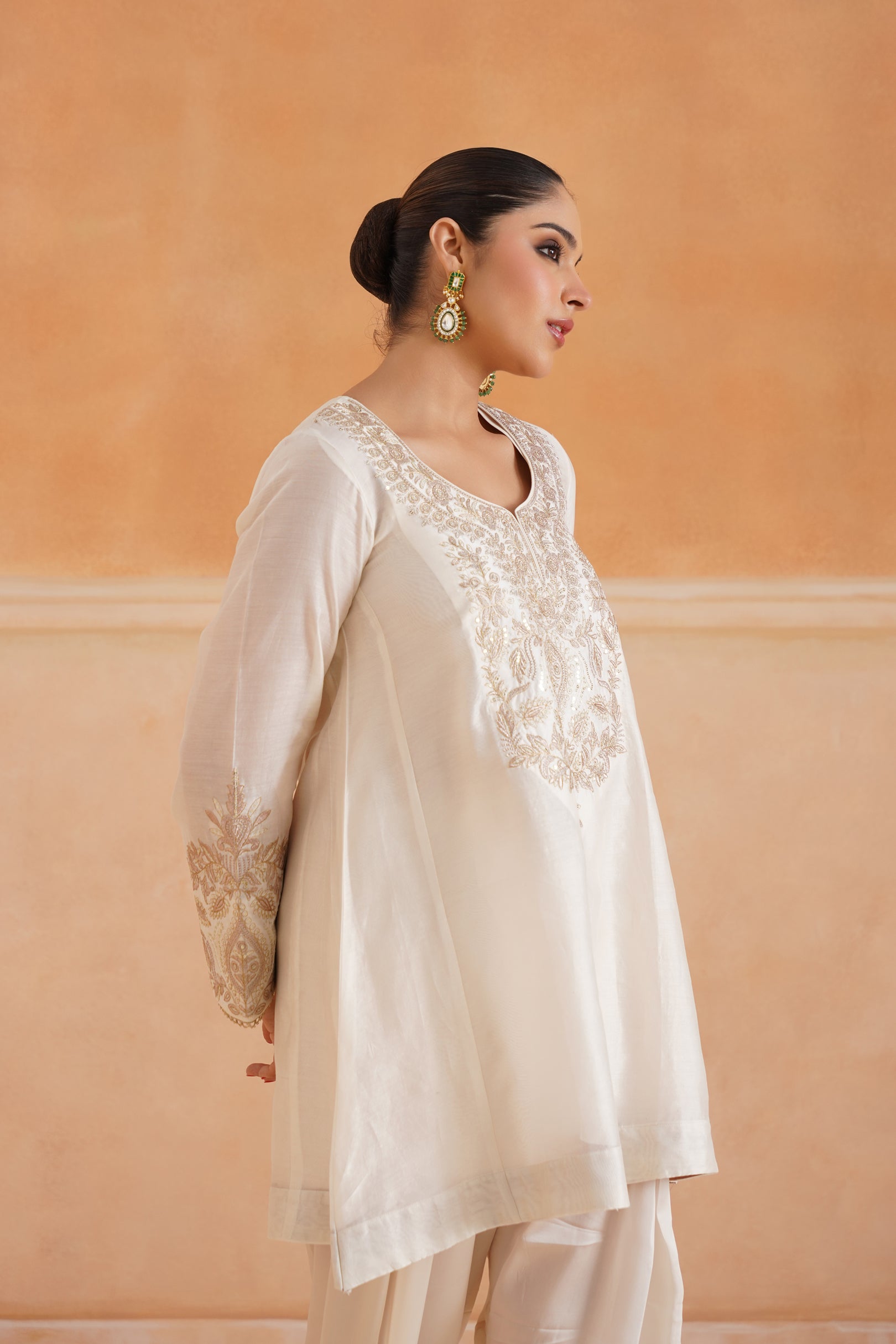 Bidisha Chanderi Satin Embroidered Matching Set - Neetika Chopra