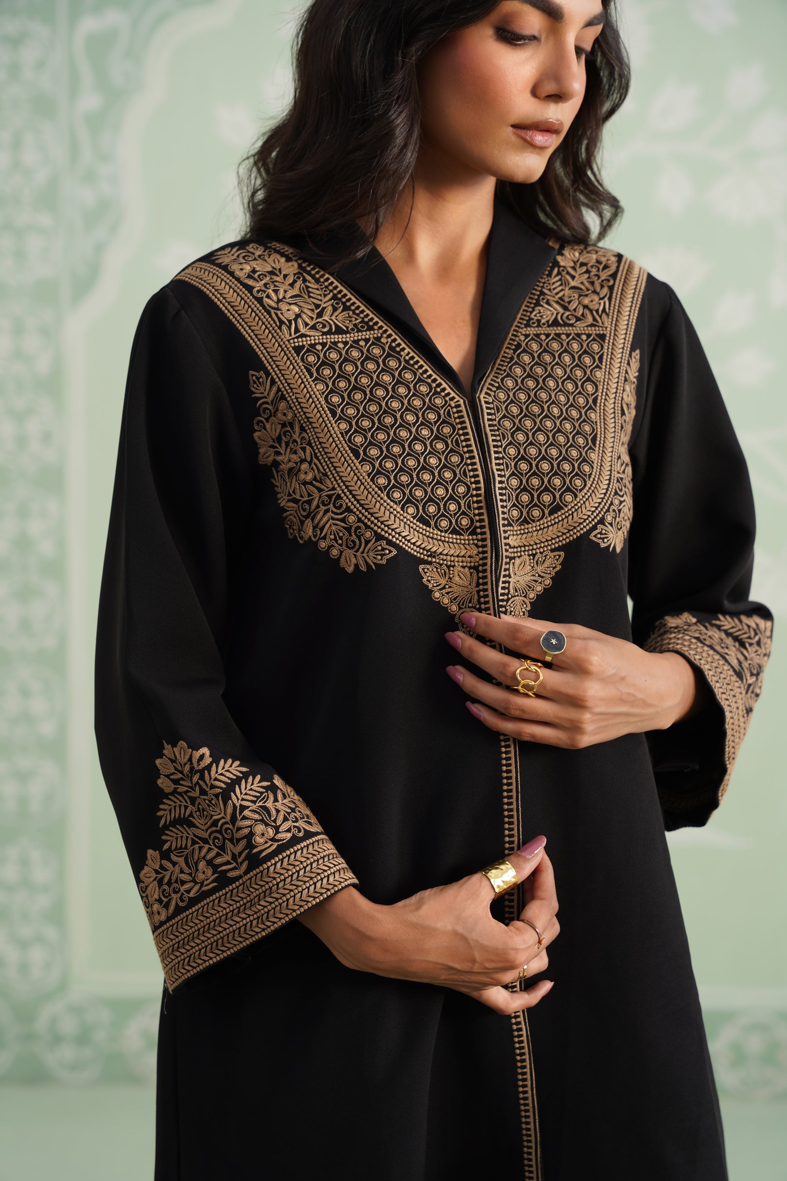 Black Chloe Embroidered Matching Set - Neetika Chopra