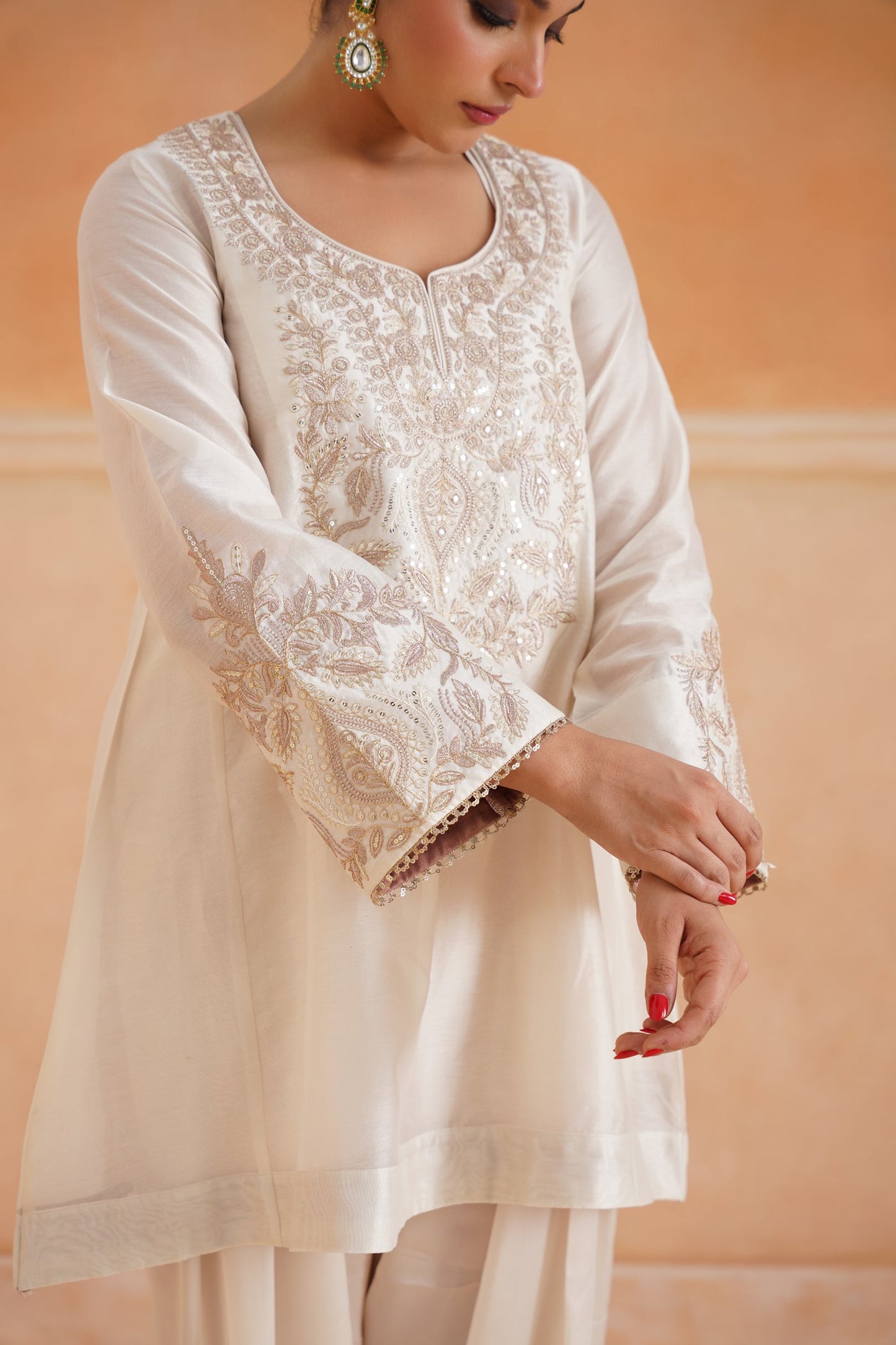 Bidisha Chanderi Satin Embroidered Matching Set - Neetika Chopra