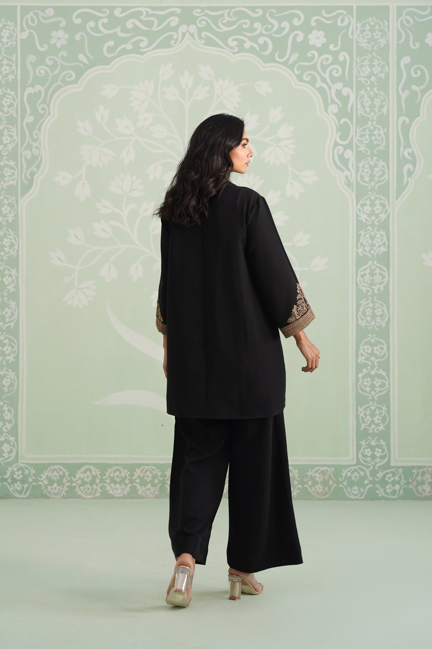 Black Chloe Embroidered Matching Set - Neetika Chopra
