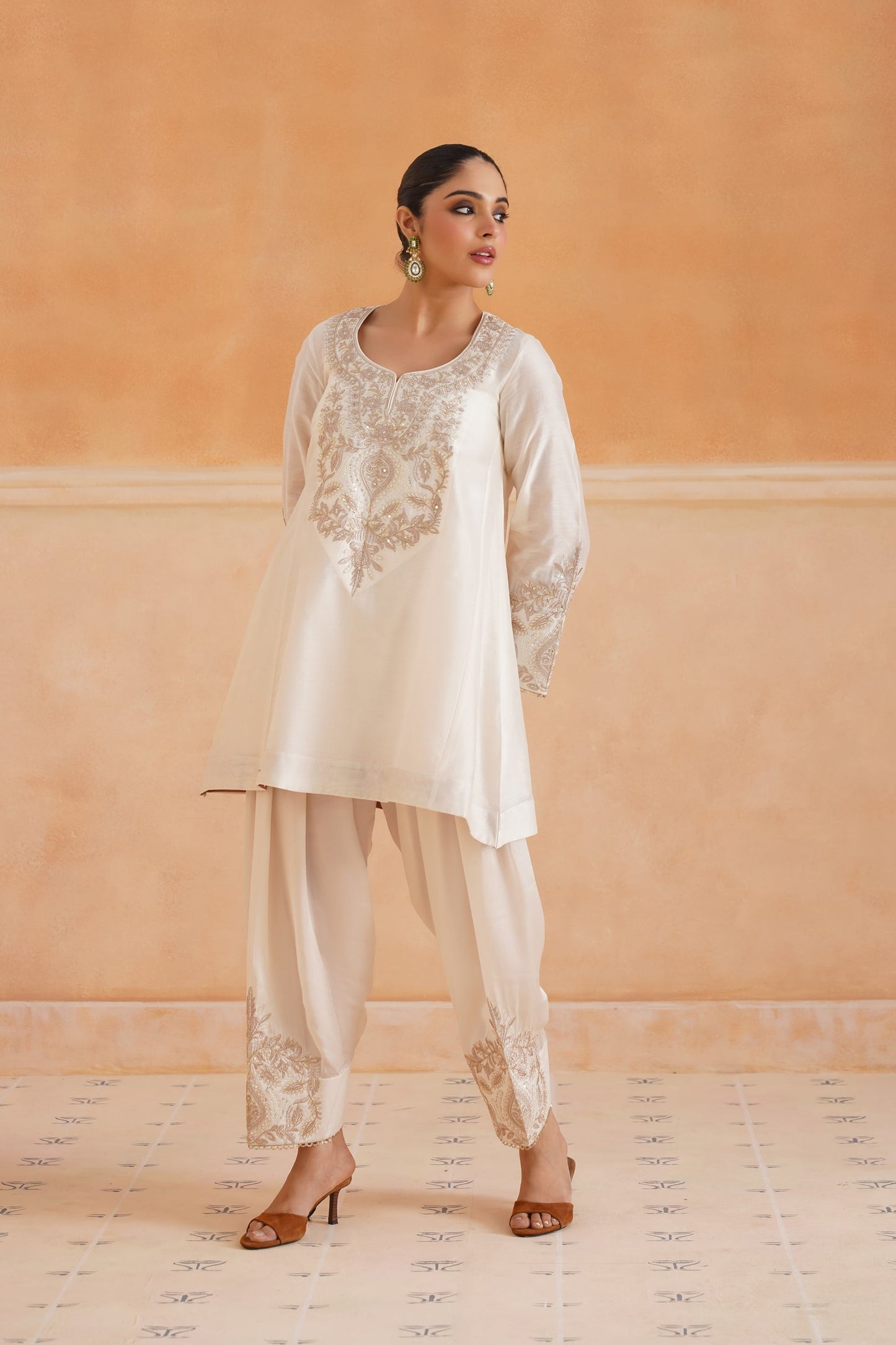 Bidisha Chanderi Satin Embroidered Matching Set - Neetika Chopra