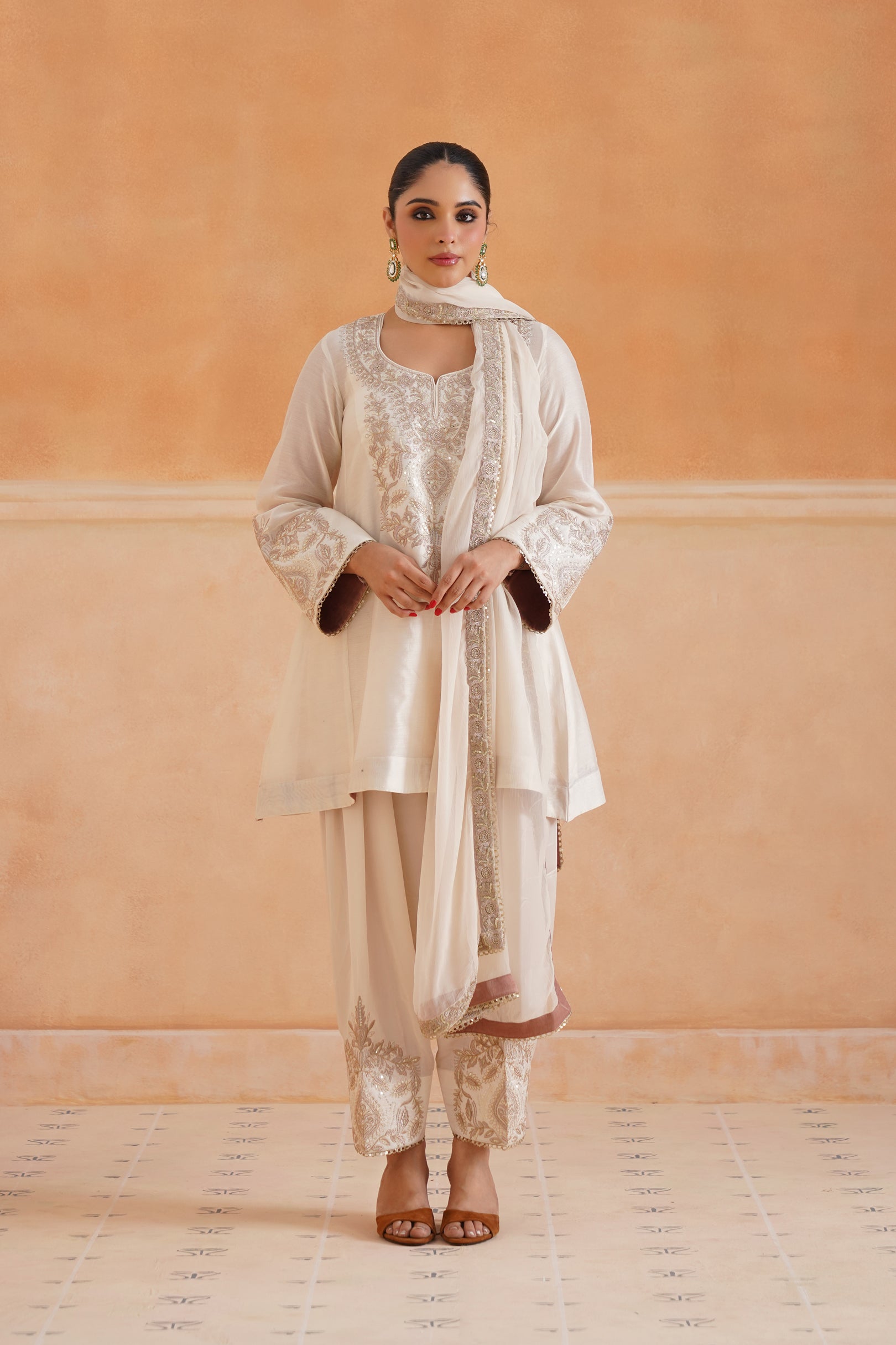 Bidisha Chanderi Satin Embroidered Matching Set - Neetika Chopra