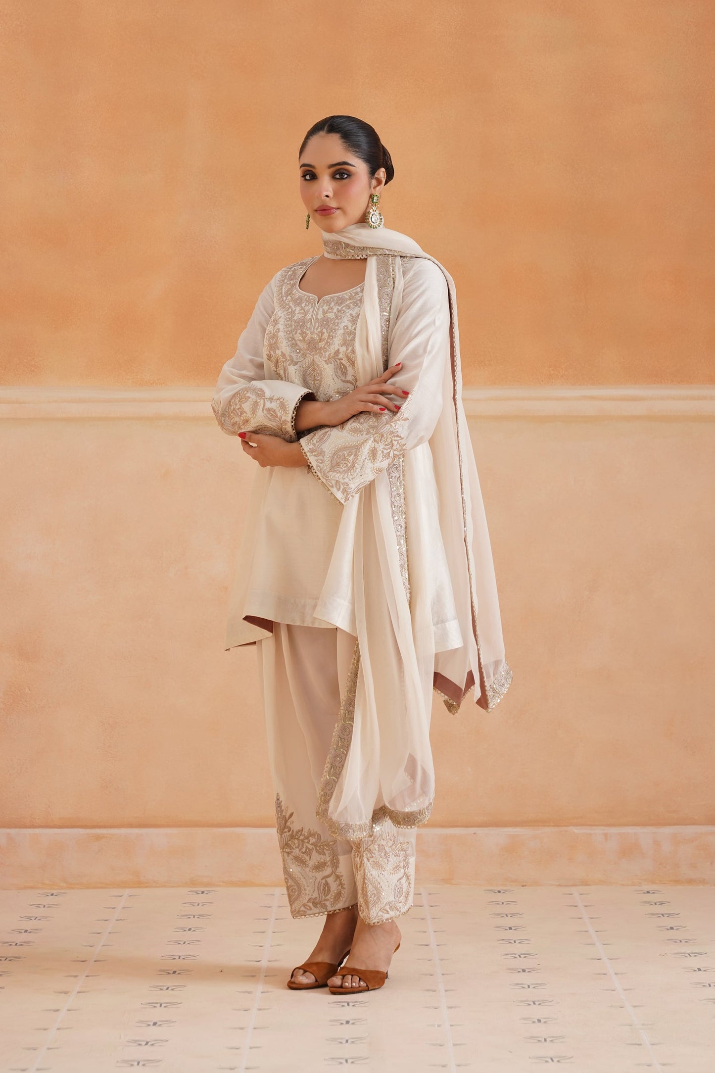 Bidisha Chanderi Satin Embroidered Matching Set - Neetika Chopra