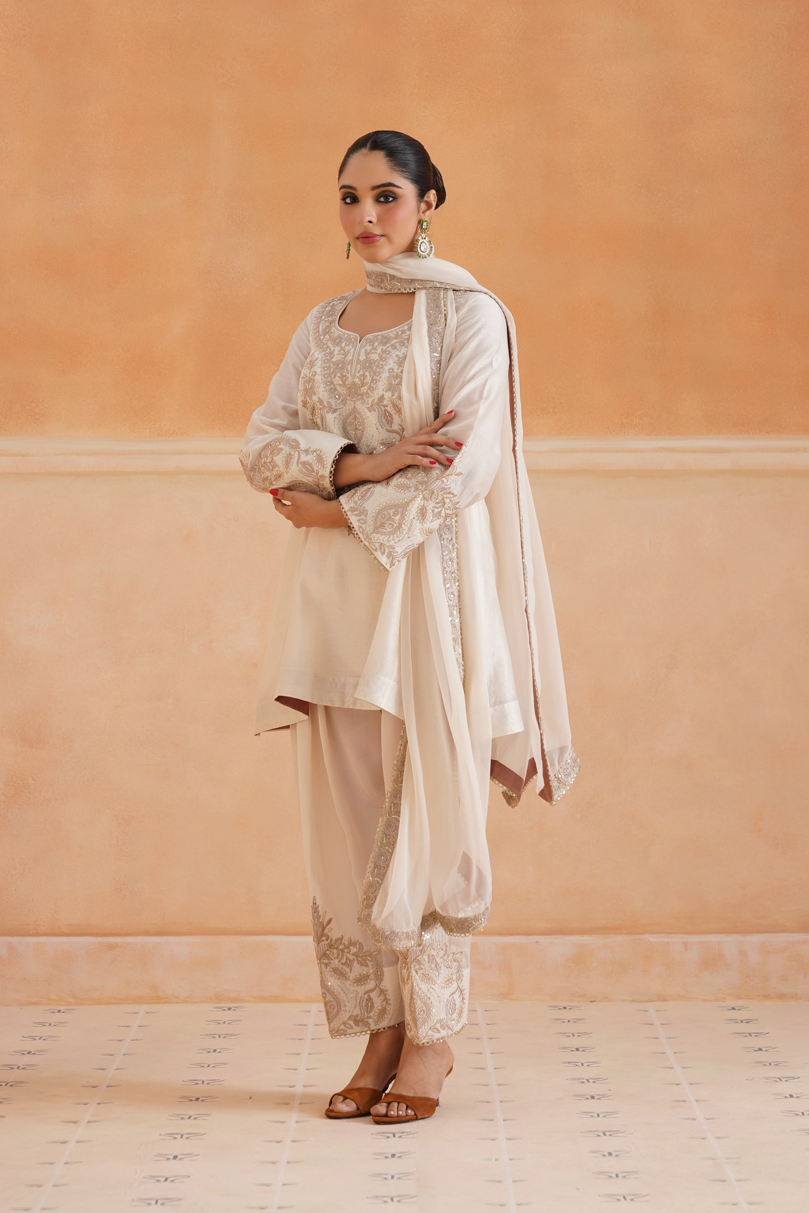 Bidisha Chanderi Satin Embroidered Matching Set - Neetika Chopra