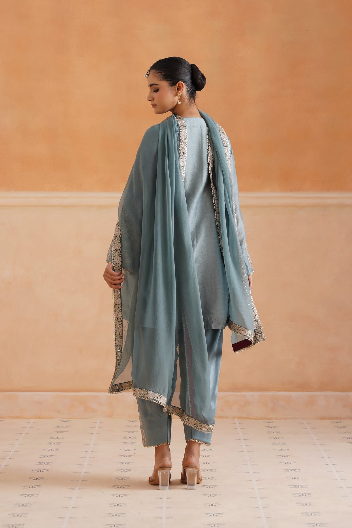 Riddhi Chanderi Satin Embroidered Matching Set - Neetika Chopra