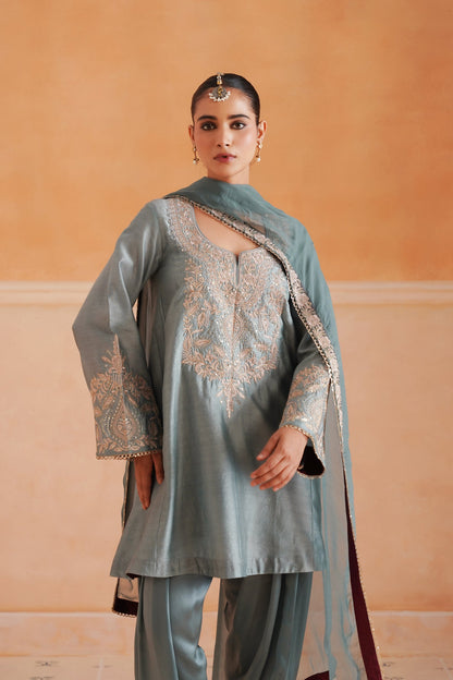 Riddhi Chanderi Satin Embroidered Matching Set - Neetika Chopra