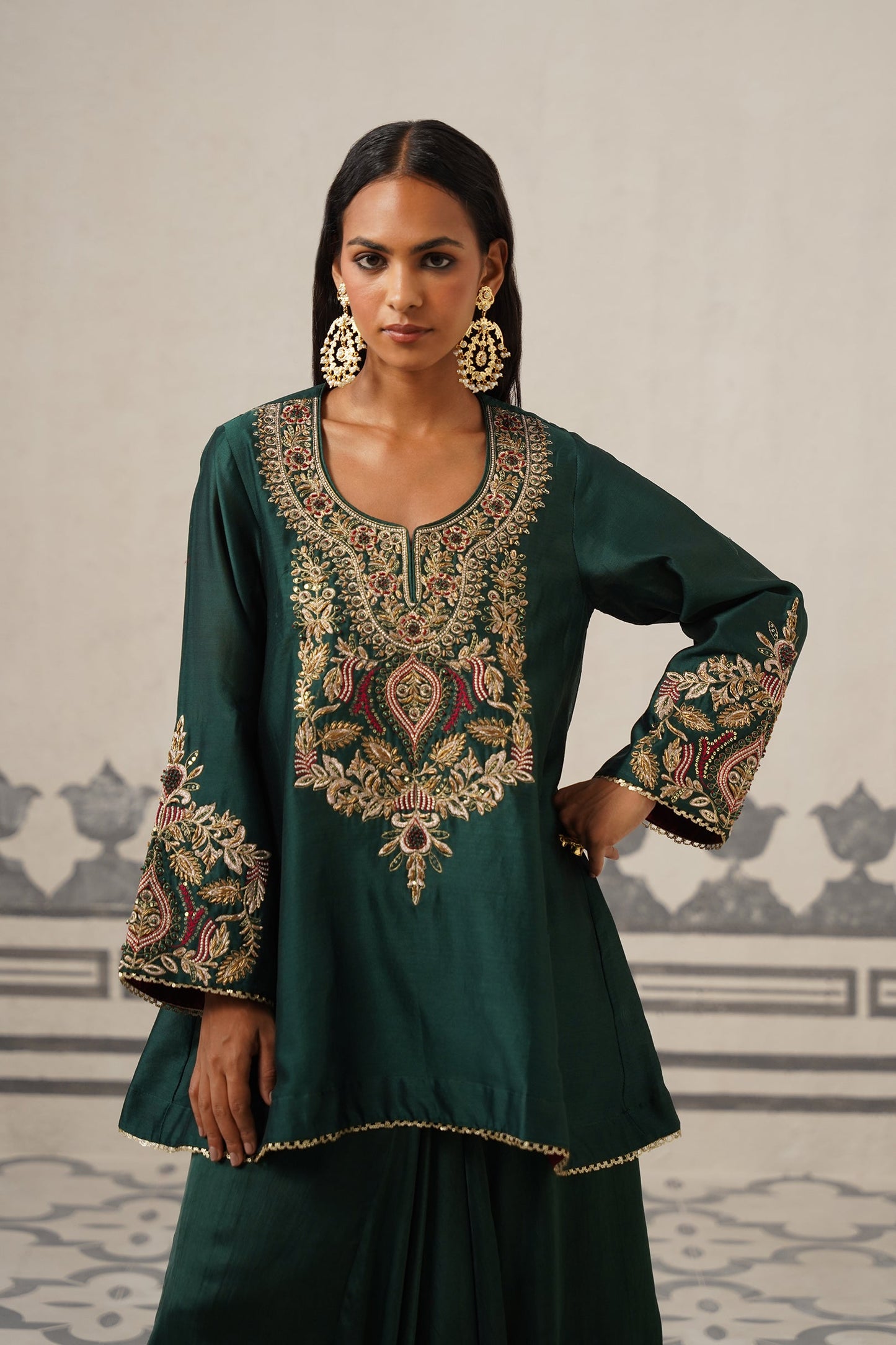 Esra Chanderi Satin Embroidered Matching Set