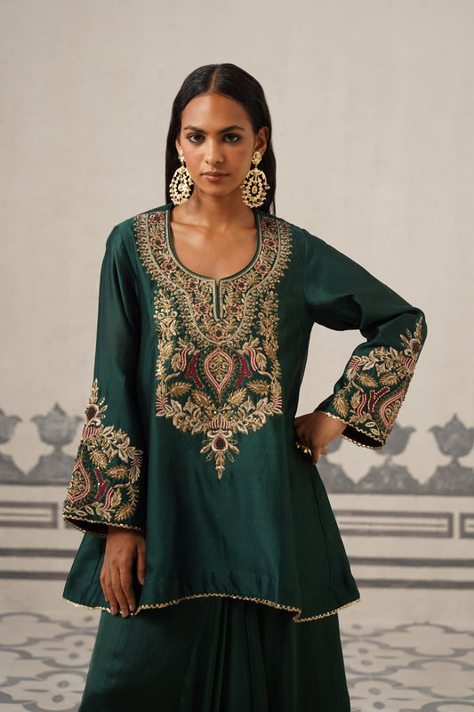 Esra Chanderi Satin Embroidered Matching Set