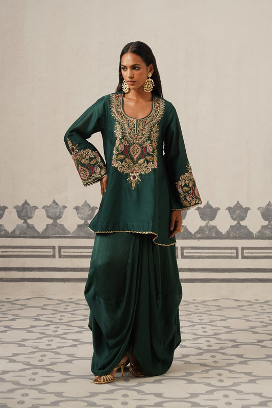 Esra Chanderi Satin Embroidered Matching Set