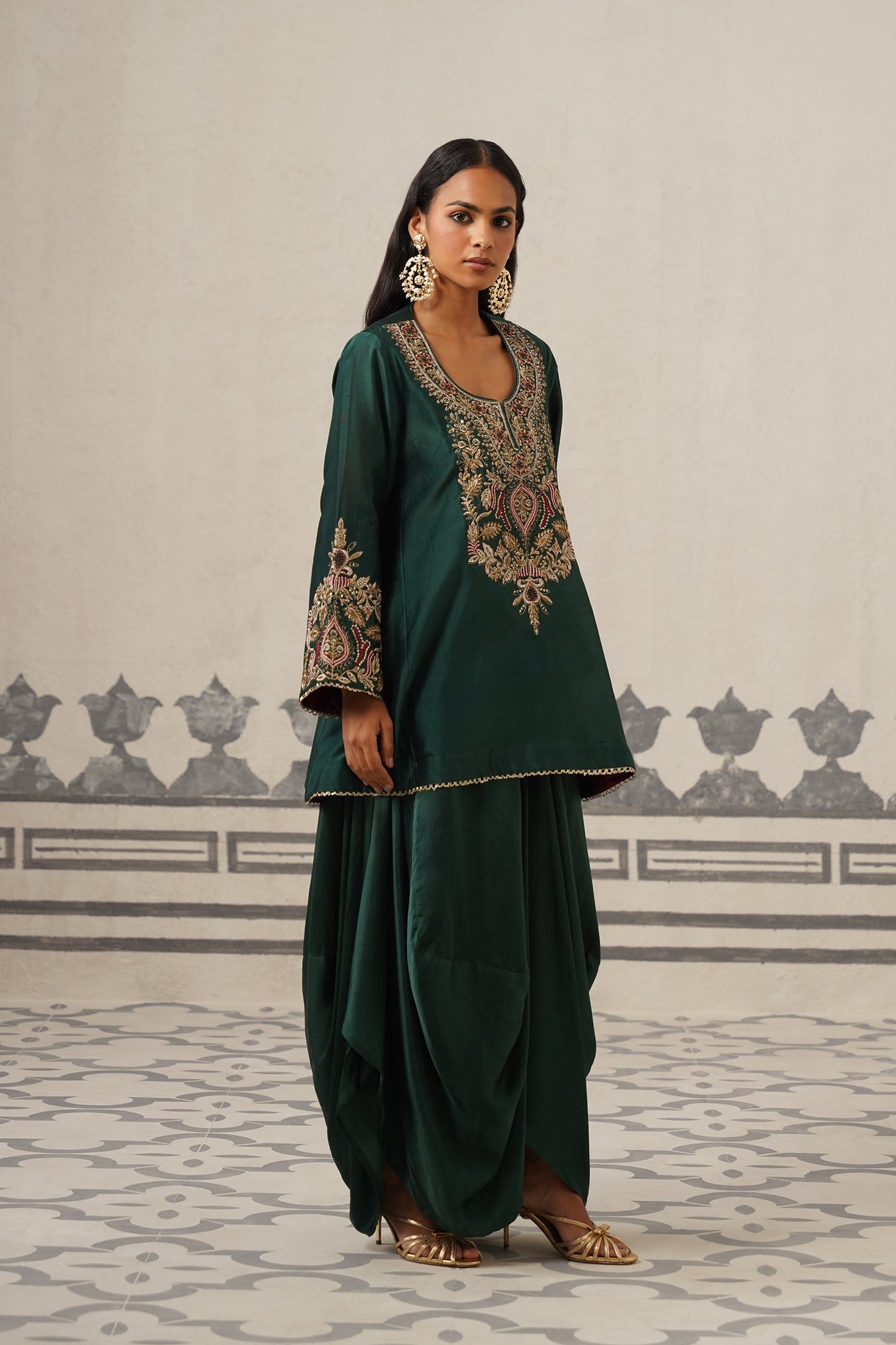 Esra Chanderi Satin Embroidered Matching Set
