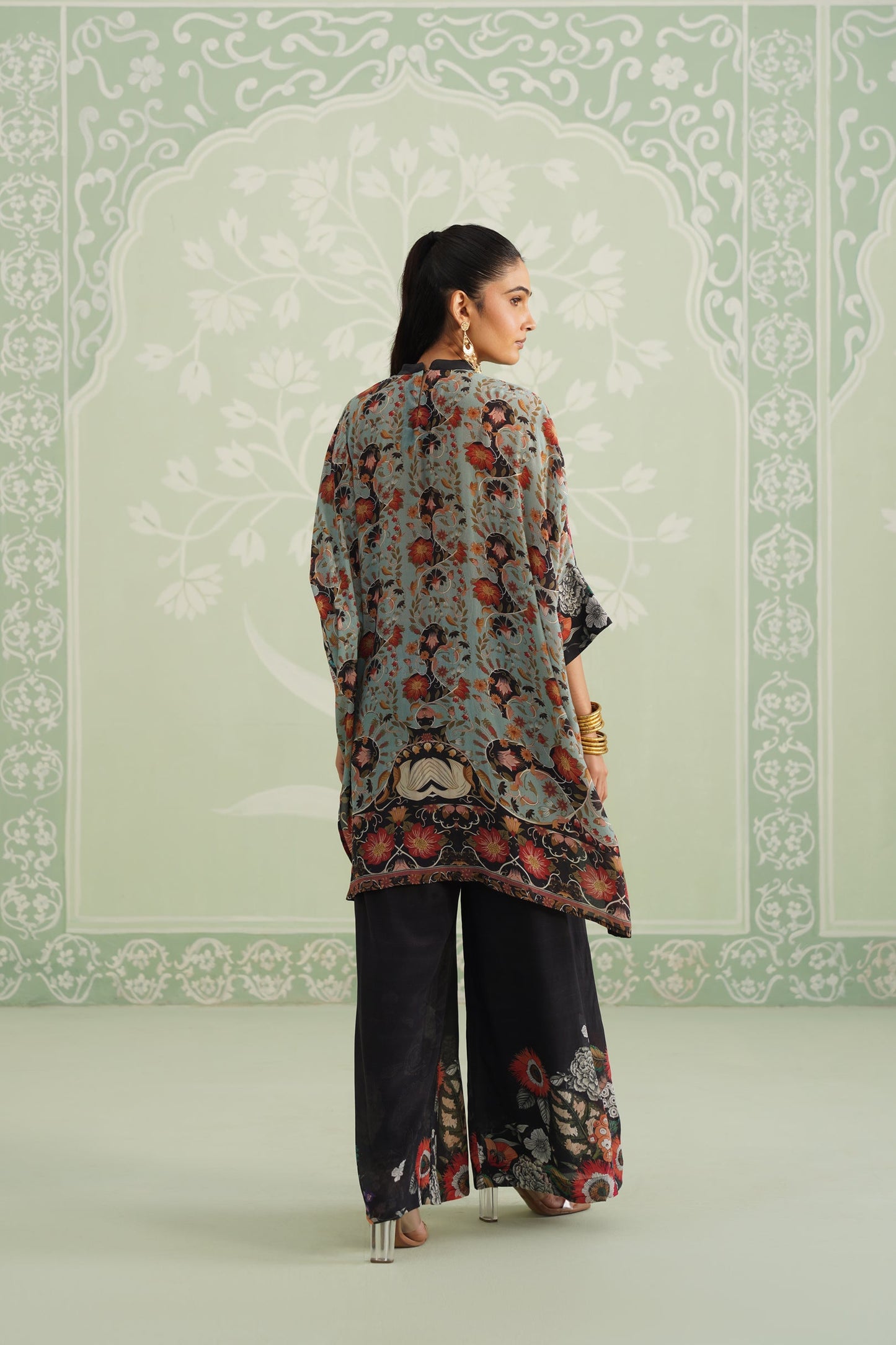 Turq Printed Embroidered Matching Set - Neetika Chopra