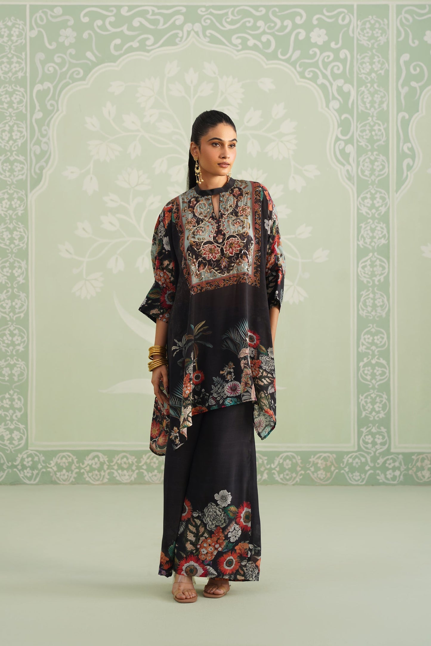 Turq Printed Embroidered Matching Set - Neetika Chopra