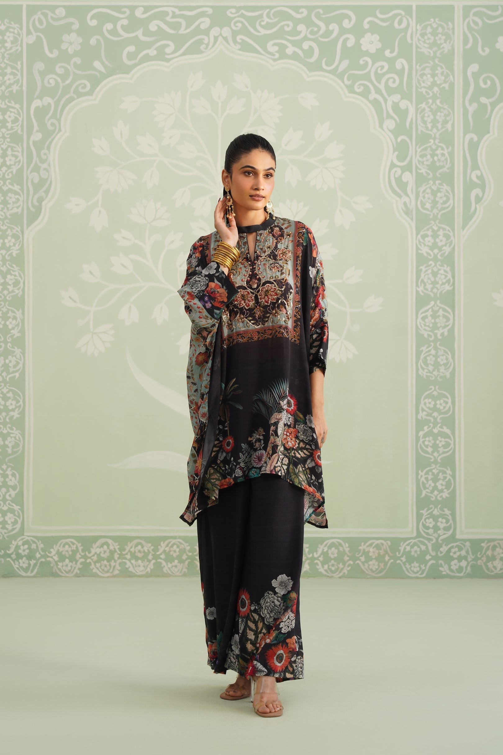 Turq Printed Embroidered Matching Set - Neetika Chopra