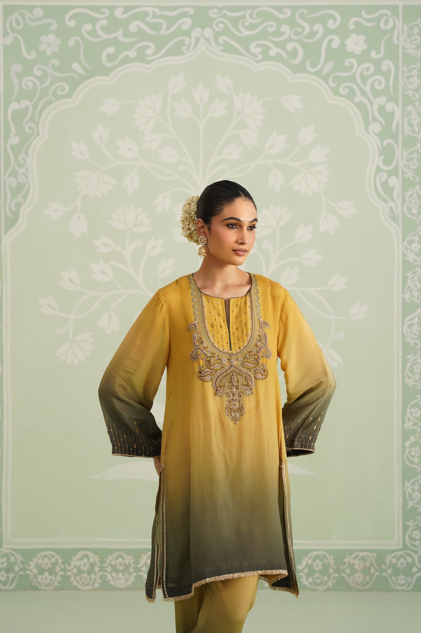 Ruhani Hand Embroidered Crepe Printed Matching Set - Neetika Chopra