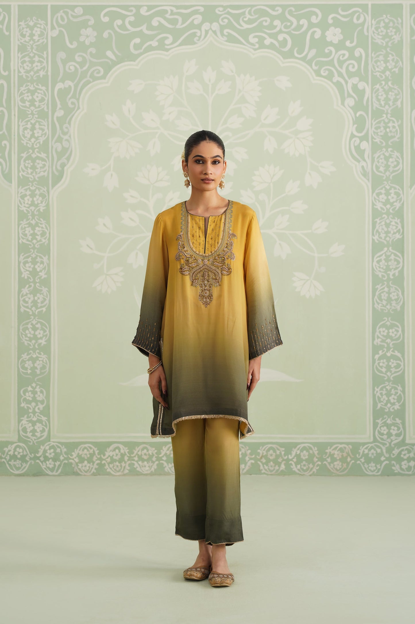Ruhani Hand Embroidered Crepe Printed Matching Set - Neetika Chopra
