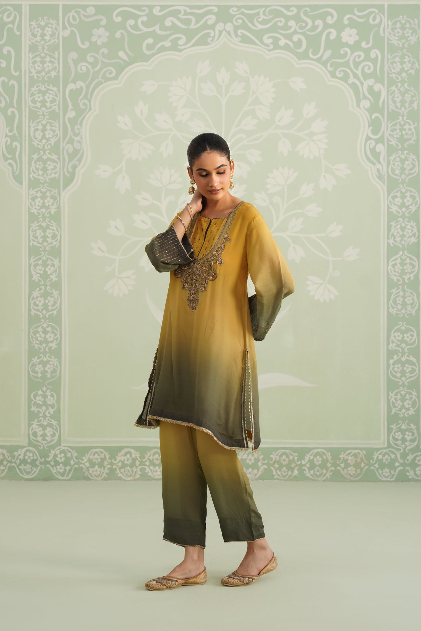 Ruhani Hand Embroidered Crepe Printed Matching Set - Neetika Chopra