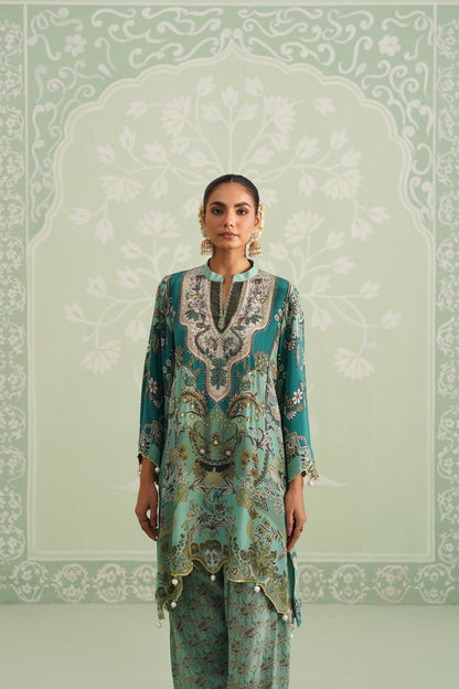 Gulbahaar Hand Embroidered Crepe Printed Matching Set - Neetika Chopra
