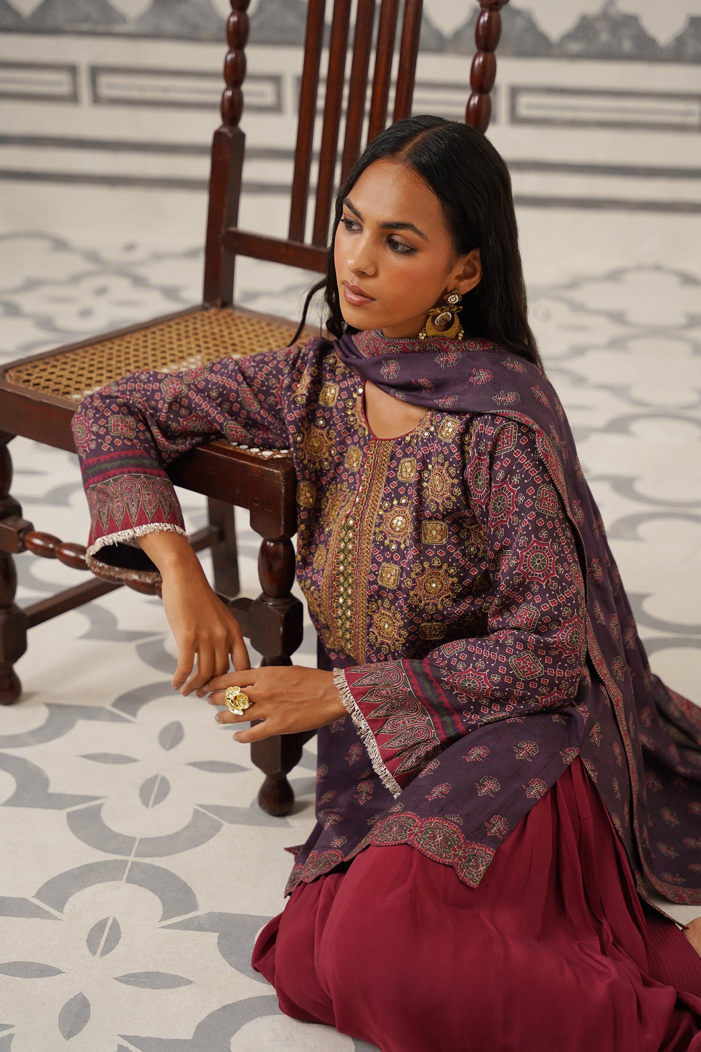 Rania Muslin Printed Embroidered Suit Set