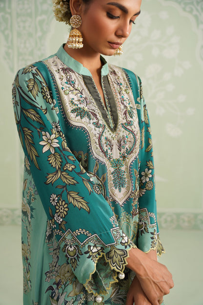Gulbahaar Hand Embroidered Crepe Printed Matching Set - Neetika Chopra